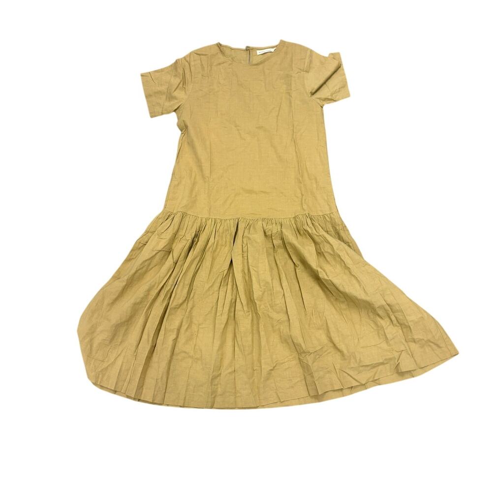 Micaela Greg Golden Ochre Cotton Drop Waist Midi Dress $299